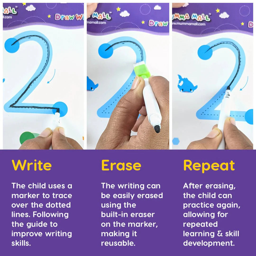 (64 pages) Reusable Magic Tracing Book - Best for Early Education