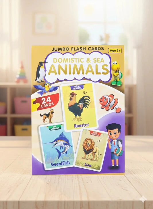 Domestic & Sea Animals Jumbo Flash Cards for Kids