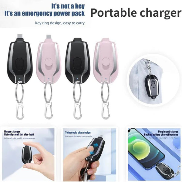 iPhone Keychain Charger – Retractable Emergency Power Bank with Fast Charging