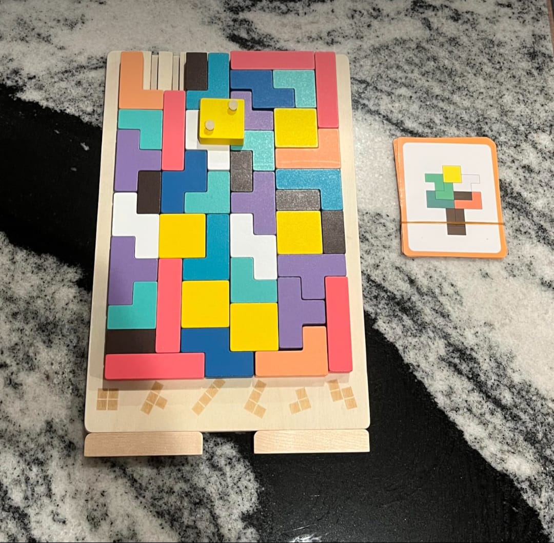 Montessori Wooden Tetris Puzzle | 3D Colorful Blocks