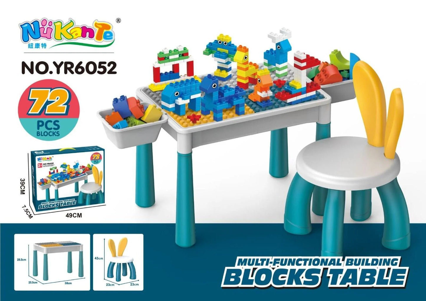 Multi-Functional Kids Building Blocks Table & Chair Set