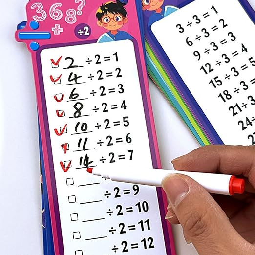 Set of 4 Reusable Kids Math Flash Cards – with 2 Wipe Markers | Fun & Educational in one